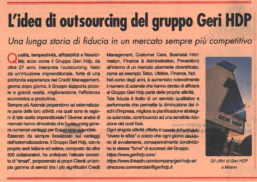 outsourcing del Gruppo Geri HDP